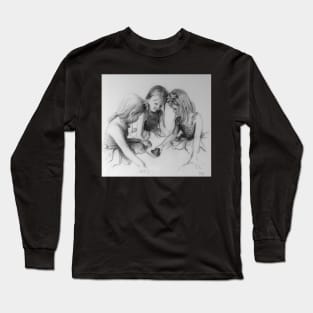 Princess Playing - Charcoal sketch by Avril Thomas - Adelaide Artist Long Sleeve T-Shirt